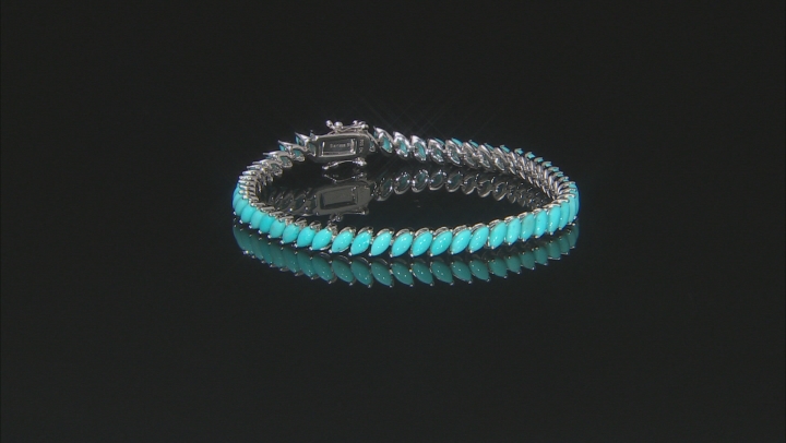 Blue Sleeping Beauty Turquoise rhodium over silver bracelet Video Thumbnail