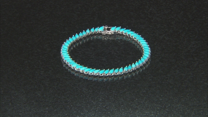 Blue Sleeping Beauty Turquoise rhodium over silver bracelet Video Thumbnail