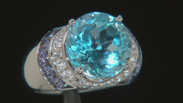 Sky Blue Topaz rhodium over sterling silver ring 7.37ctw Video Thumbnail
