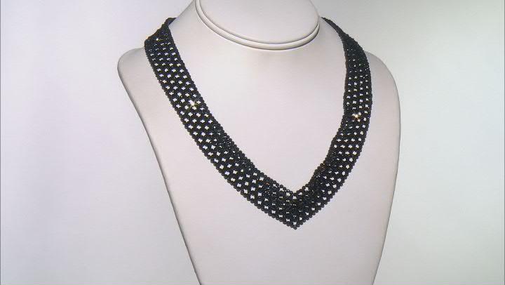 Black Spinel Rhodium Over Silver Bead Necklace 160.00ctw Video Thumbnail