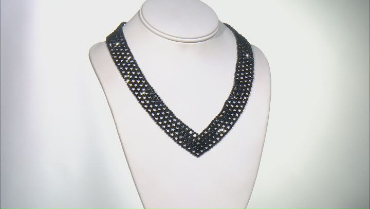 Black Spinel Rhodium Over Silver Bead Necklace 160.00ctw Video Thumbnail