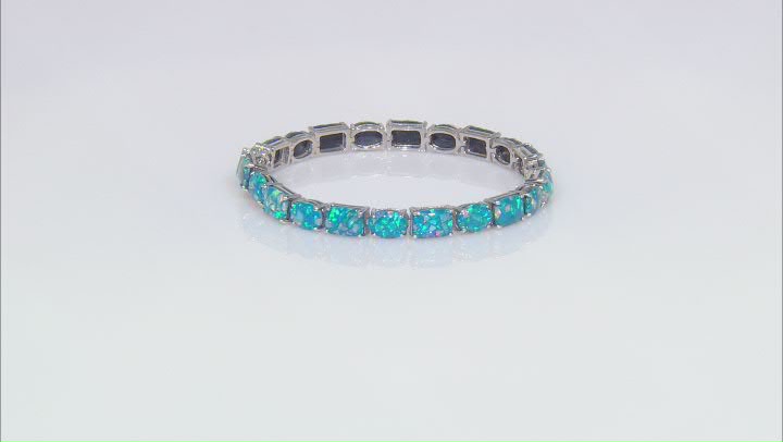 Multi-color Opal Triplet Rhodium Over Sterling Silver Bracelet Video Thumbnail