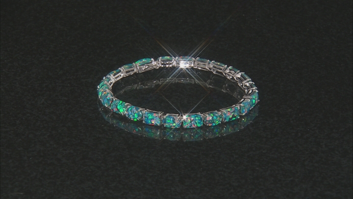 Multi-color Opal Triplet Rhodium Over Sterling Silver Bracelet Video Thumbnail
