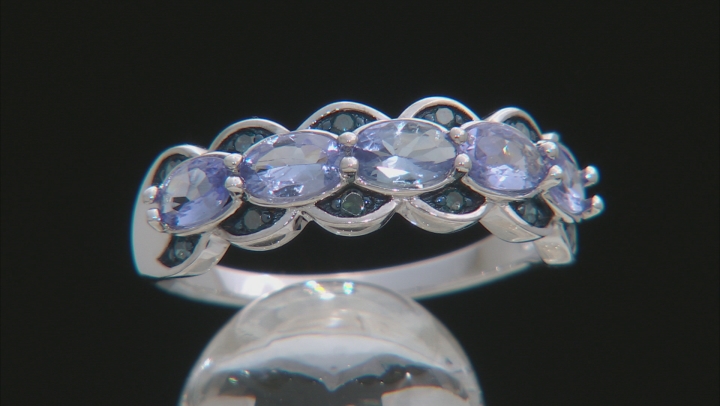 Blue tanzanite rhodium over silver ring 1.03ctw Video Thumbnail