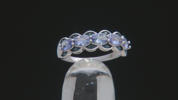 Blue tanzanite rhodium over silver ring 1.03ctw Video Thumbnail