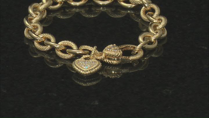 Judith Ripka Cubic Zirconia Accents 14k Gold Clad Verona Romance Link Bracelet 0.60ctw Video Thumbnail