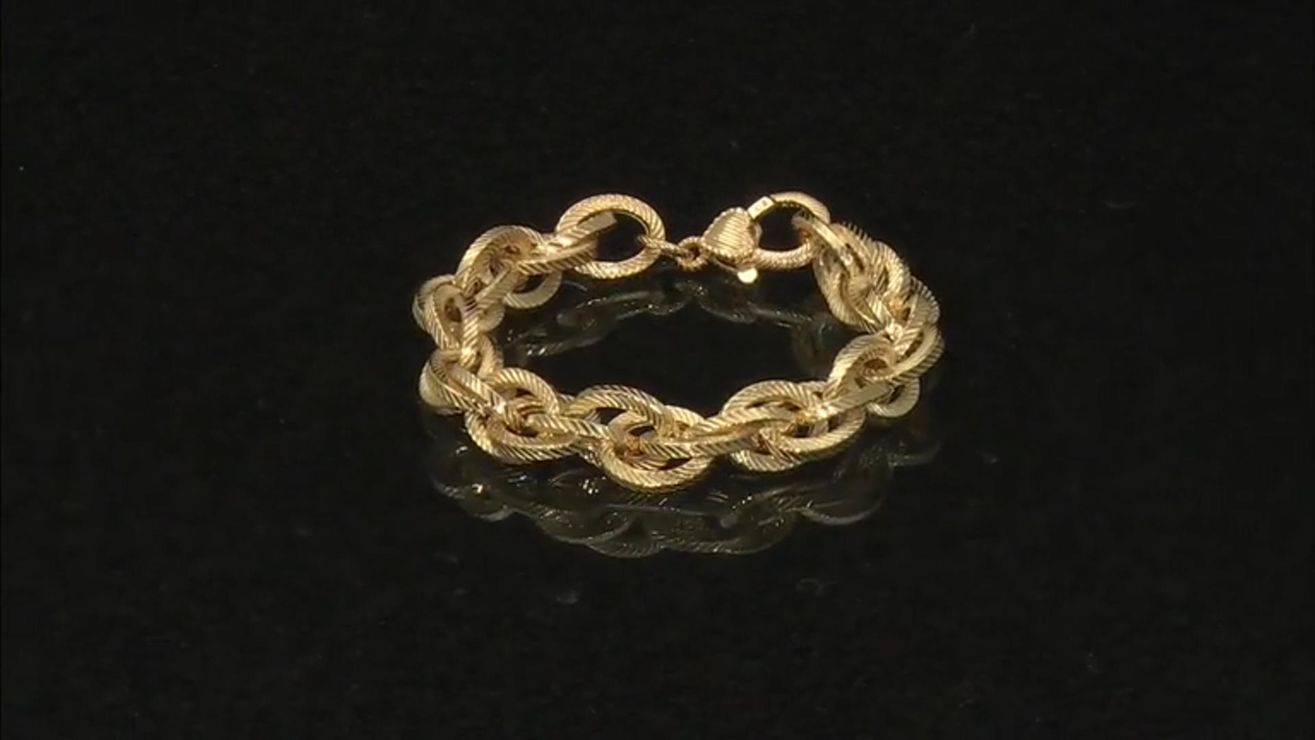 Judith Ripka Cubic Zirconia Accents 14k Gold Clad Tripla Rolo Link Verona Bracelet 0.15ctw Video Thumbnail