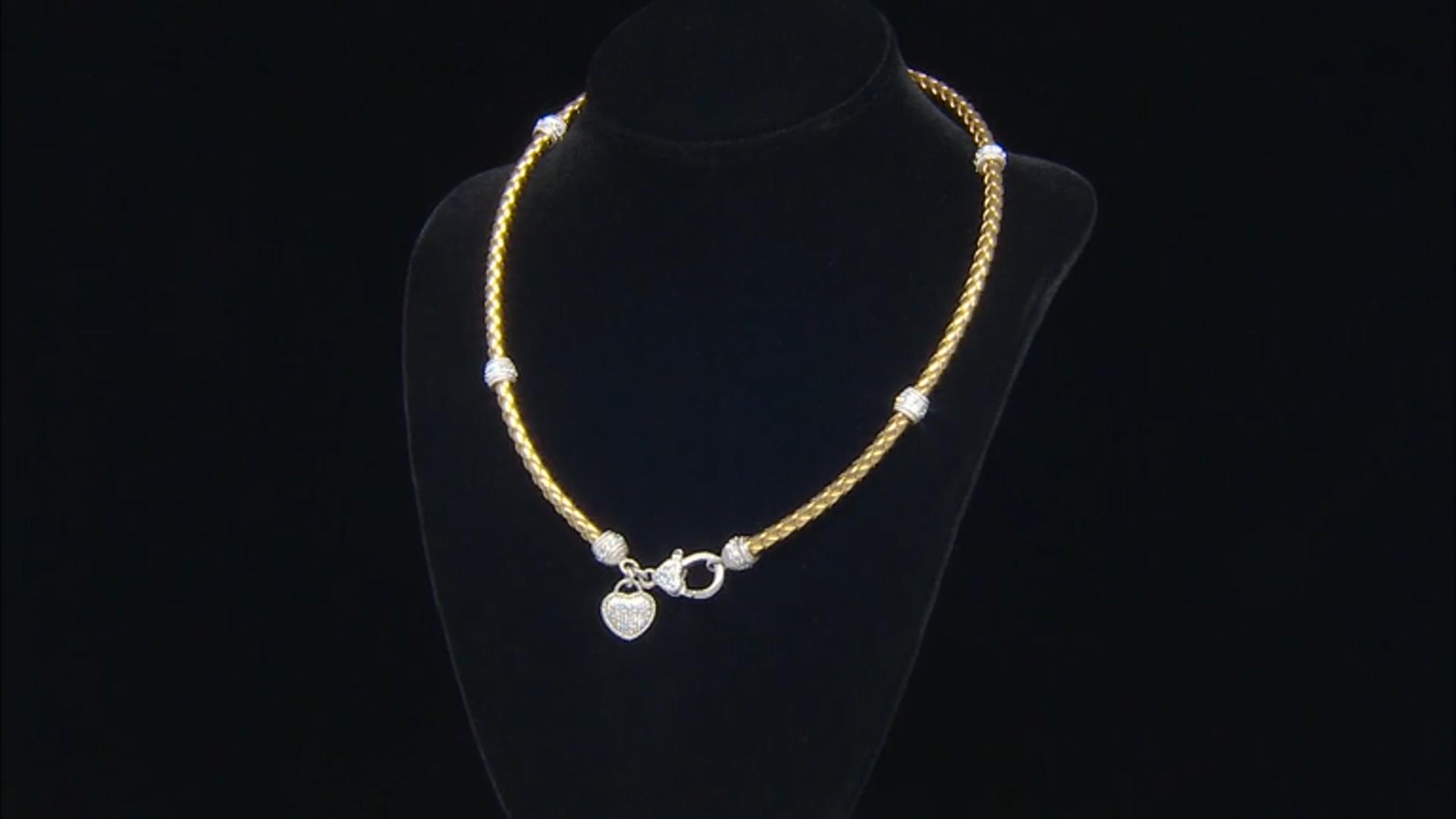 Judith Ripka Bella Luce® Braided Gold Faux Leather Rhodium Over Sterling Verona Station Necklace Video Thumbnail