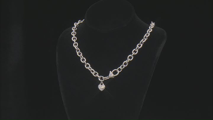 Judith Ripka Cubic Zirconia Accents Rhodium Over Silver Verona Romance Link Necklace 0.60ctw Video Thumbnail