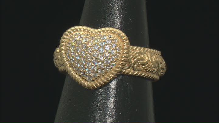 Judith Ripka Cubic Zirconia 14k Gold Clad Verona Heart Ring Video Thumbnail