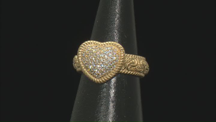 Judith Ripka Cubic Zirconia 14k Gold Clad Verona Heart Ring Video Thumbnail