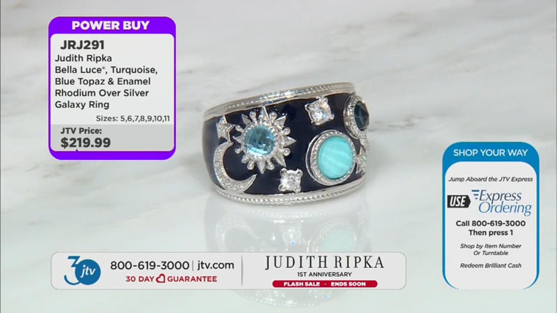 Judith Ripka Turquoise, Blue Topaz, Enamel & Cubic Zirconia Rhodium Over Silver Galaxy Ring Video Thumbnail