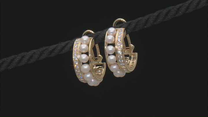 Judith Ripka Cultured Freshwater Pearl and Cubic Zirconia 14k Gold Clad Colette Earrings Video Thumbnail