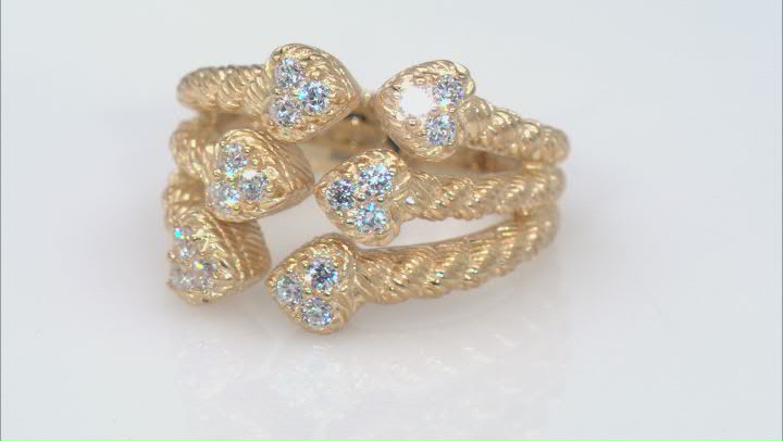 Judith Ripka Cubic Zirconia 14k Gold Clad Verona Heart Ring Video Thumbnail