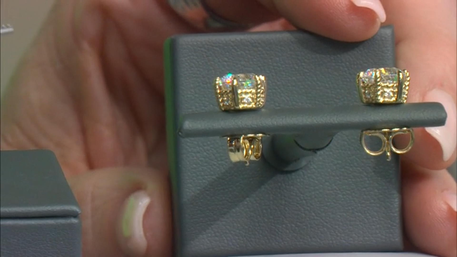 Judith Ripka Cubic Zirconia 14k Gold Clad Haute Collection Stud Earrings Video Thumbnail