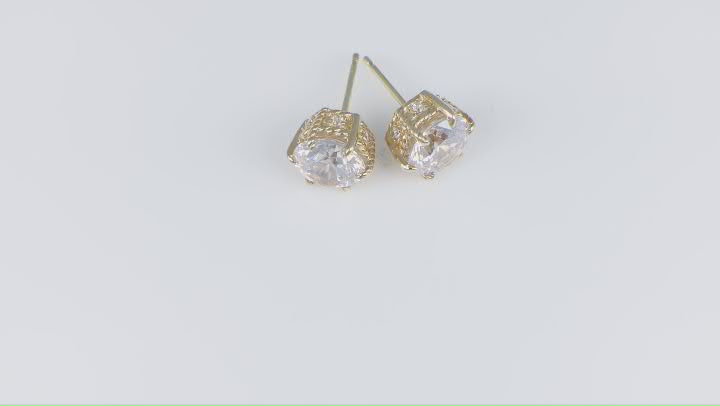 Judith Ripka Cubic Zirconia 14k Gold Clad Haute Collection Stud Earrings 5.71ctw Video Thumbnail