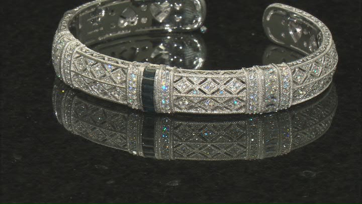 Judith Ripka Blue Sapphire & Cubic Zirconia Rhodium Over Silver Estate Cuff Bracelet 4.99ctw Video Thumbnail