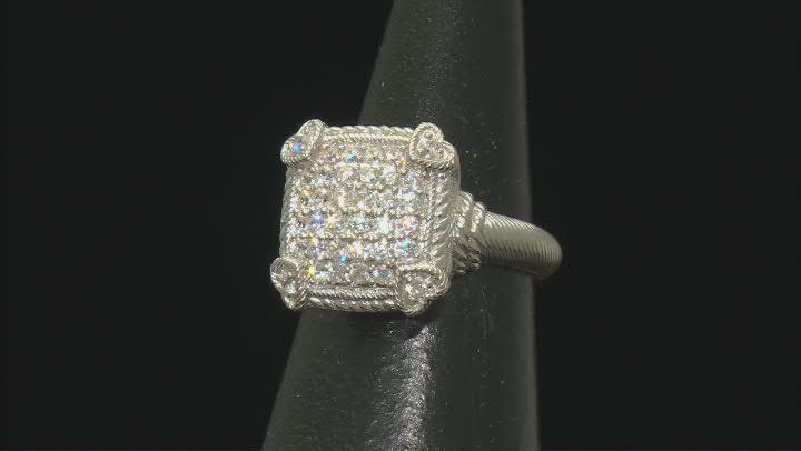 Judith Ripka Cubic Zirconia Rhodium Over Sterling Silver Pave Olivia Ring 1.28ctw Video Thumbnail