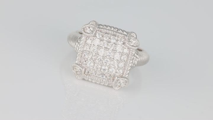 Judith Ripka Cubic Zirconia Rhodium Over Sterling Silver Pave Olivia Ring 1.28ctw Video Thumbnail