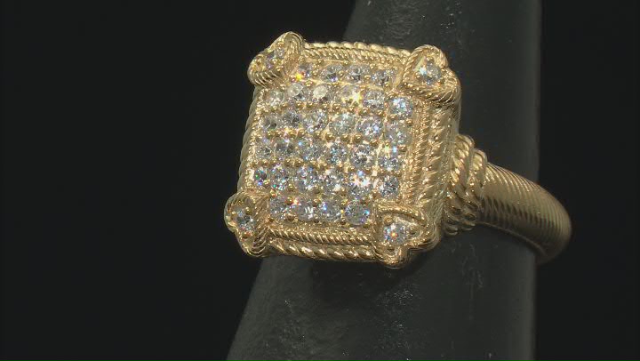Judith Ripka Cubic Zirconia 14k Gold Clad Pave Olivia Ring 1.28ctw Video Thumbnail
