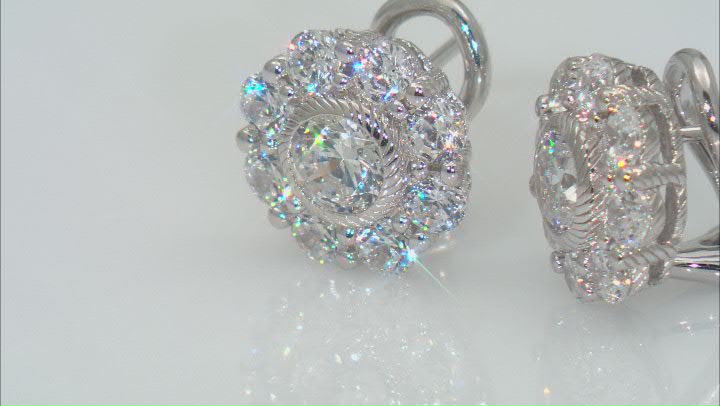 Judith Ripka Haute Collection Cubic Zirconia Rhodium Over Sterling Silver Flower Earrings 4.35ctw Video Thumbnail