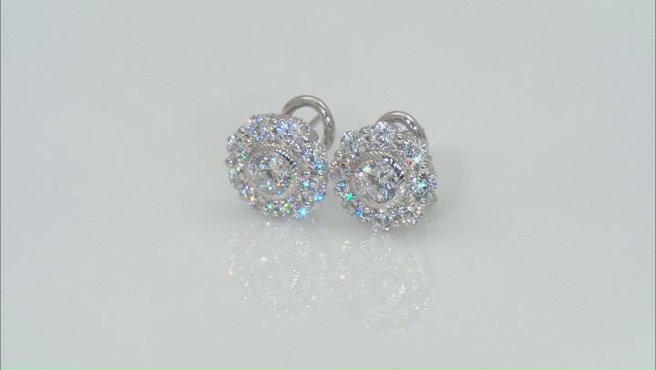 Judith Ripka Haute Collection Cubic Zirconia Rhodium Over Sterling Silver Flower Earrings 4.35ctw Video Thumbnail