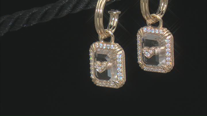 Judith Ripka Rock Crystal Quartz with Pave Cubic Zirconia 14k Gold Clad Amour Earrings 4.48ctw Video Thumbnail