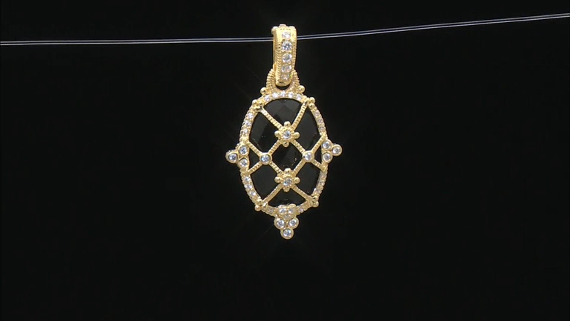 Judith Ripka Black Onyx and White Cubic Zirconia 14k Gold Clad Arielle Cage Enhancer 0.73ctw Video Thumbnail