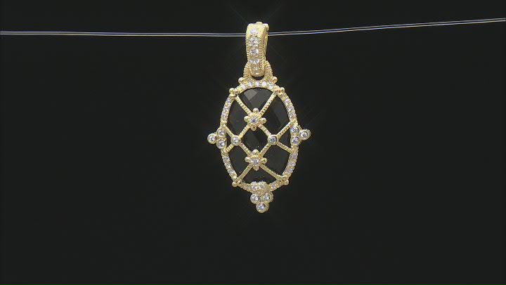 Judith Ripka Black Onyx and White Cubic Zirconia 14k Gold Clad Arielle Cage Enhancer 0.73ctw Video Thumbnail