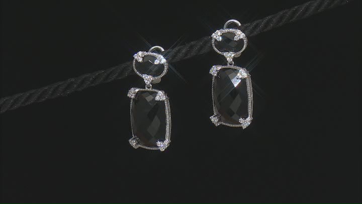 Judith Ripka Black Onyx & Cubic Zirconia Rhodium Over Sterling Silver Monaco Earrings 1.50ctw Video Thumbnail