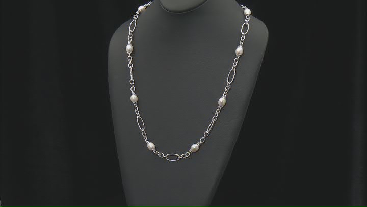 Judith Ripka Cultured Freshwater Pearl & Cubic Zirconia Rhodium Over Silver Colette Necklace 0.16ctw Video Thumbnail