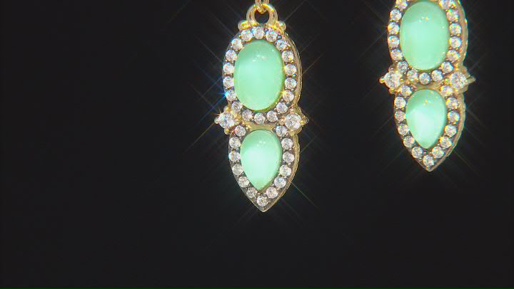 Judith Ripka Chrysoprase Doublet, Rock Crystal Doublet & Cubic Zirconia 14k Gold Clad Drop Earrings Video Thumbnail