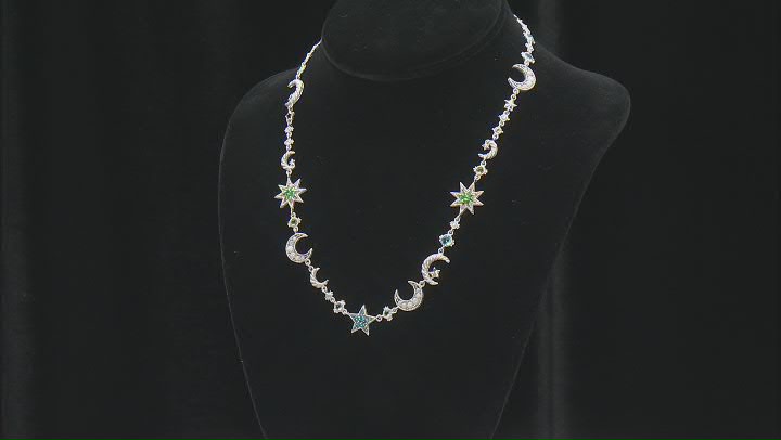 Judith Ripka Multi-Gemstone & Cubic Zirconia Rhodium Over Sterling Silver Galaxy Necklace 5.44ctw Video Thumbnail