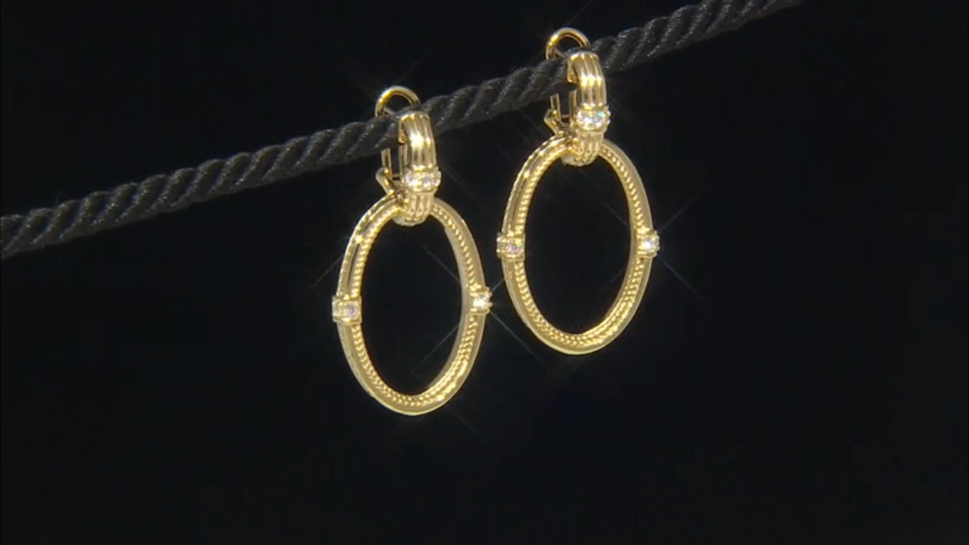 Judith Ripka Cubic Zirconia 14k Gold Clad Town & Country Drop Earrings 0.74ctw Video Thumbnail