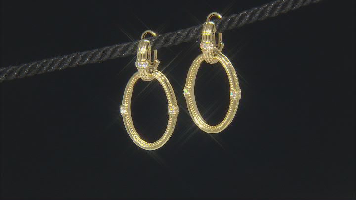 Judith Ripka Cubic Zirconia 14k Gold Clad Town & Country Drop Earrings 0.74ctw Video Thumbnail