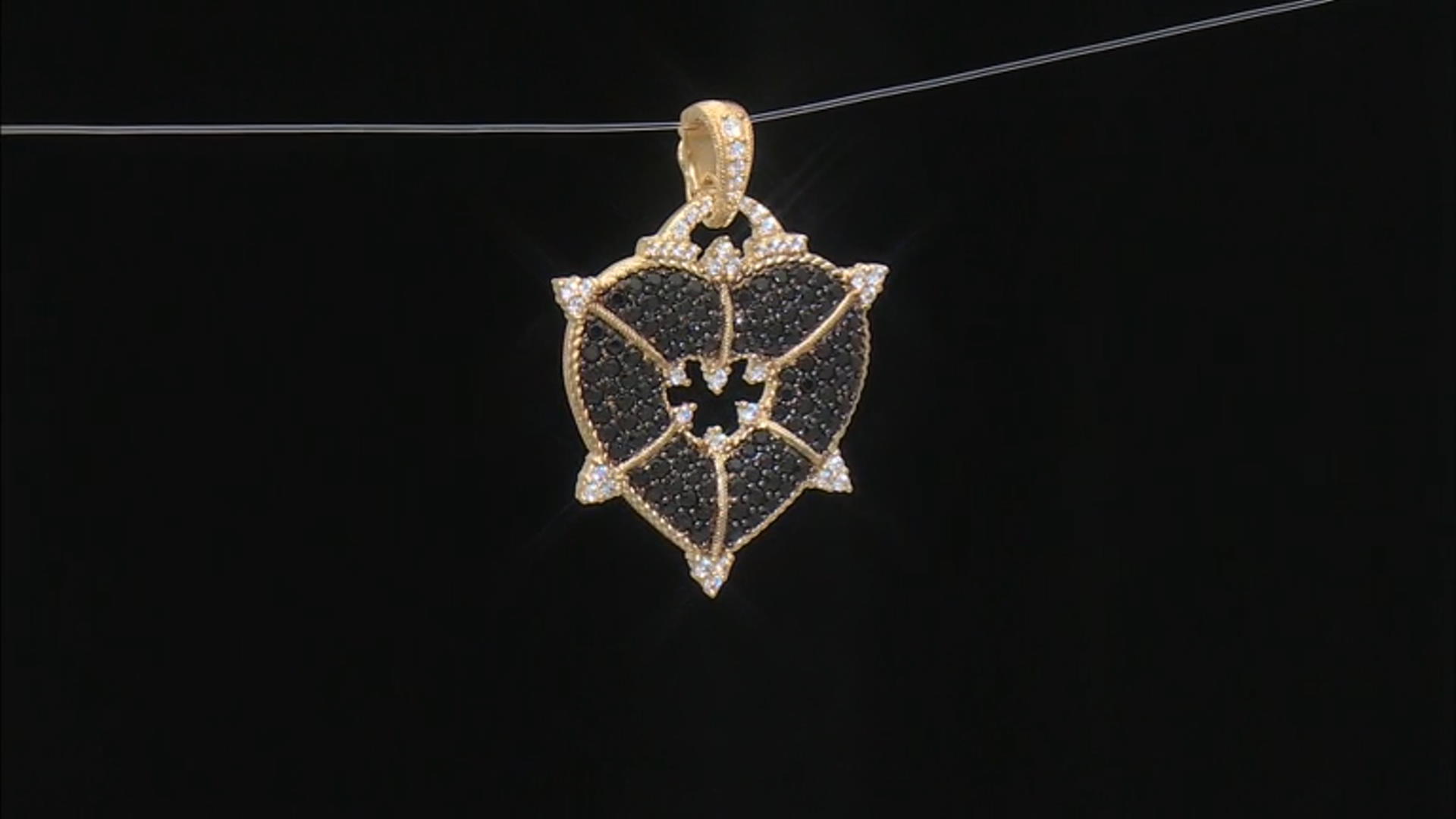Judith Ripka Black Spinel & Cubic Zirconia 14k Gold Clad More Is More Heart Enhancer Pendant 4.91ctw Video Thumbnail