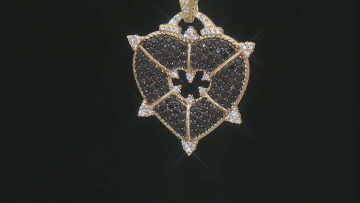 Judith Ripka Black Spinel & Cubic Zirconia 14k Gold Clad More Is More Heart Enhancer Pendant 4.91ctw Video Thumbnail