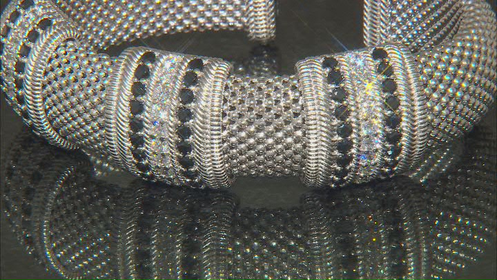 Judith Ripka Black Spinel & Cubic Zirconia Rhodium Over Sterling Silver Verona Cuff Bracelet 4.23ctw Video Thumbnail