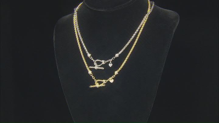 Judith Ripka Cubic Zirconia & Rock Crystal Quartz 14k Gold Clad Classic Necklace 0.62ctw Video Thumbnail