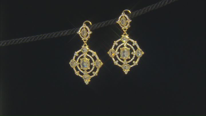 Judith Ripka Canary & White Cubic Zirconia 14k Gold Clad Garland Earrings 24.71ctw Video Thumbnail