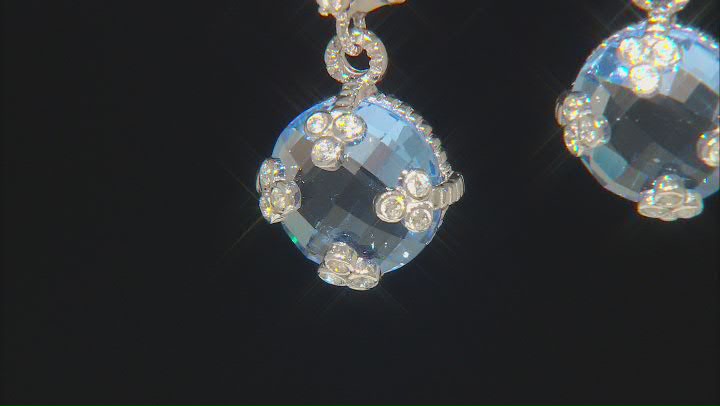 Judith Ripka Lab Blue Quartz & Cubic Zirconia Rhodium Over Sterling Silver Olivia Earrings 12.66ctw Video Thumbnail