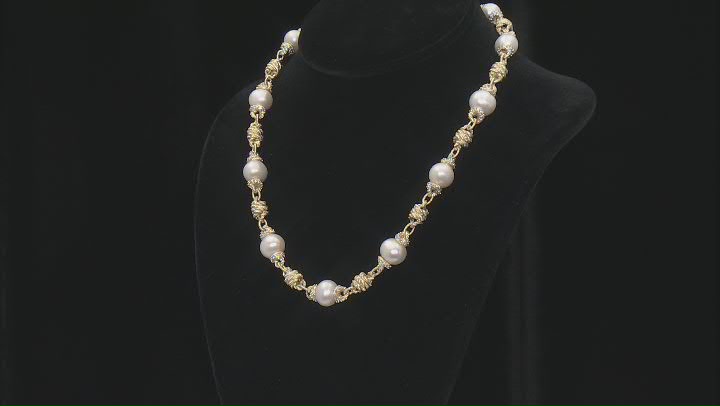 Judith Ripka Cultured Freshwater Pearl & Cubic Zirconia 14k Gold Clad Colette Necklace 6.60ctw Video Thumbnail