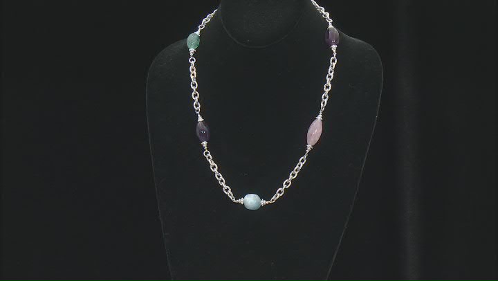 Judith Ripka Multi-Gemstone Rhodium Over Sterling Silver Verona Rainbow Nugget Chain Necklace Video Thumbnail