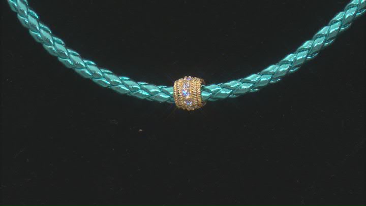Judith Ripka Cubic Zirconia Braided Turquoise Faux Leather & 14k Gold Clad Verona Necklace 3.25ctw Video Thumbnail