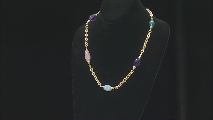 Judith Ripka Multi-Gemstone 14k Gold Clad Verona Rainbow Nugget Chain Necklace Video Thumbnail