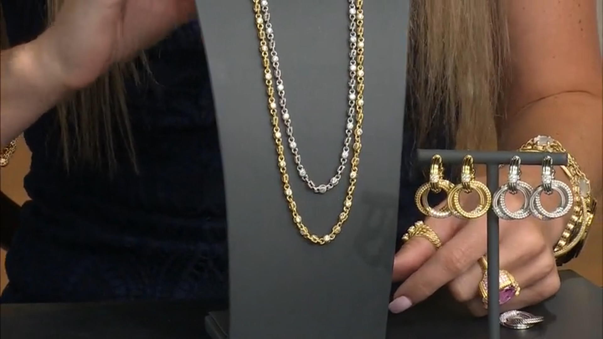 Judith Ripka Haute Collection Cubic Zirconia 14k Gold Clad Rolling Tennis Necklace 10.33ctw Video Thumbnail