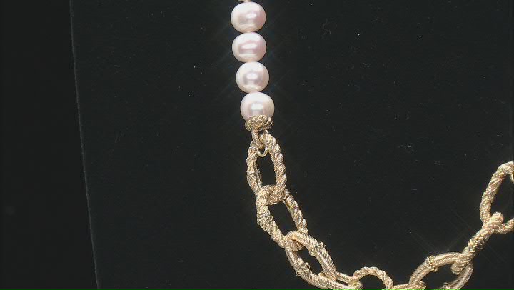 Judith Ripka Cultured Freshwater Pearl With Ruby Toggle 14k Gold Clad PN Colette Necklace System Video Thumbnail