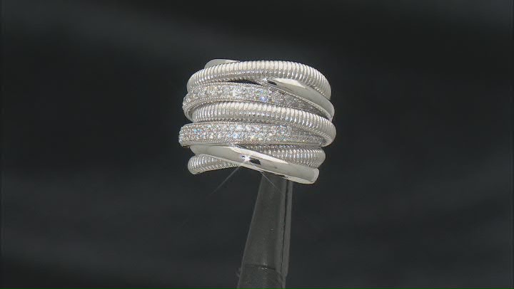 Judith Ripka Cubic Zirconia Rhodium Over Sterling Silver Jubilee 7 Band Highway Ring 1.53ctw Video Thumbnail