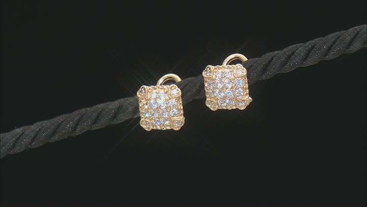 Judith Ripka Cubic Zirconia 14k Gold Clad Olivia Pave Stud Earrings 1.20ctw Video Thumbnail