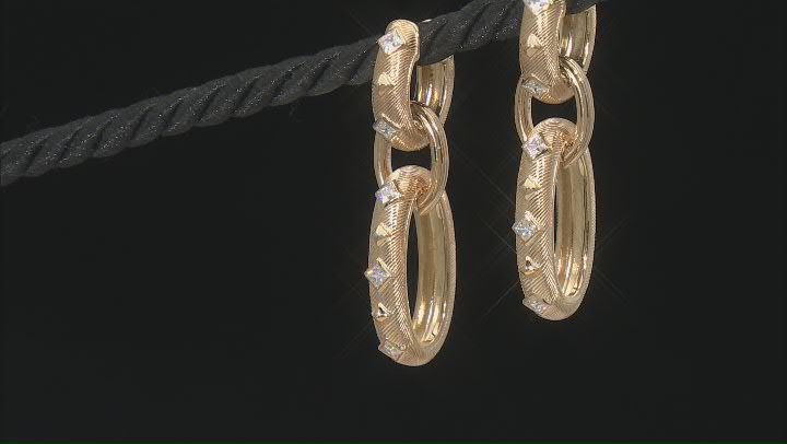 Judith Ripka Cubic Zirconia 14k Gold Clad Cairo Chain Link Earrings 1.35ctw Video Thumbnail